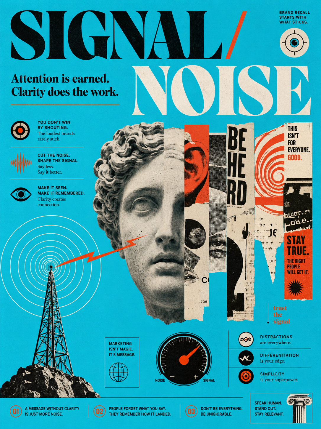 Постер Signal Noise о ясности среди информационного шума